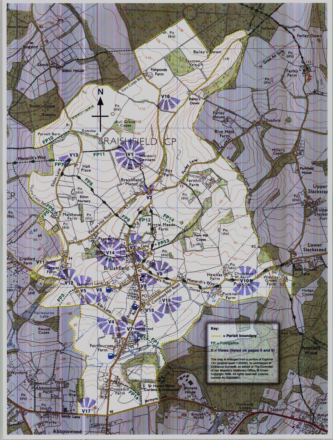 Braishfield Map with Footpaths